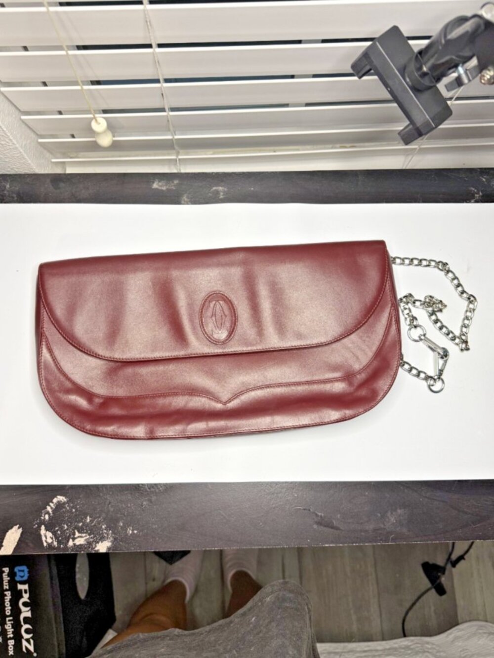 AUTHENTIC CARTIER BORDEAUX LEATHER POCHETTE CLUTCH - COMES WITH COA